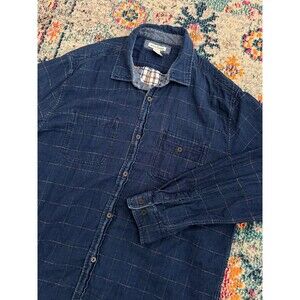 Carbon2Cobalt Cotton 2-layer Flannel Button-up Shirt Windowpane Check Size LT